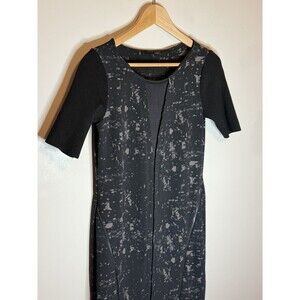 Elie Tahari for Design Nation Mesh Inset Shift Mini Dress SzXS Black Gray zipper